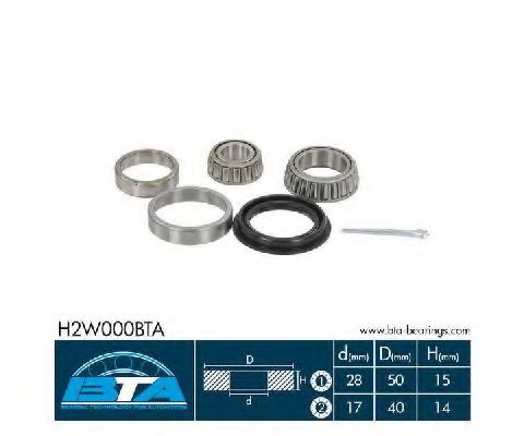 Комплект підшипника колеса задн Лів/Прав (28x50x15) AUDI 100 C1, 100 C2, 50, 80 B1, 80 B2, 80 B3, 80 B4, 90 B2, 90 B3, COUPE B2  PORSCHE 914, 924  SEAT AROSA, CORDOBA 0.8-2.9 01.60-  арт. H2W000BTA