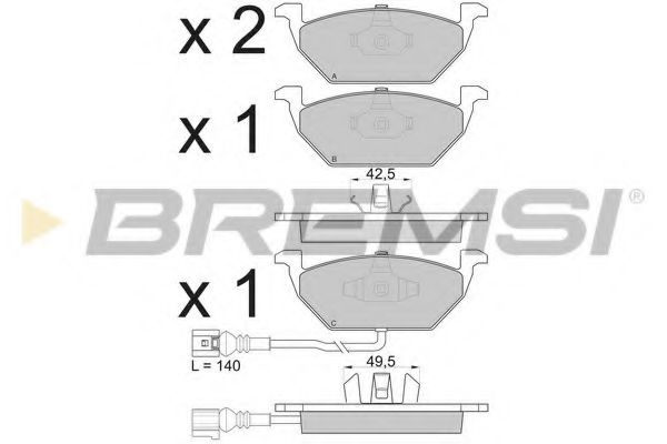 Гальмівні колодки пер. Caddy III/Golf V/Octavia/A3 03- (з датчиком)  арт. BP2848