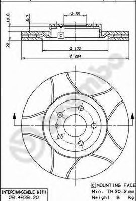 Гальмівний диск перед. Doblo 10-/Combo 12- (284mm)  арт. 09493976