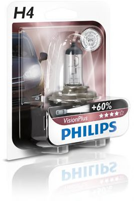 12342VPB1 (PHILIPS) H4 VisionPlus (+60%) 12V 60/55W P43t-38  Blst. 1 pc. PHILIPS арт. 12342VPB1