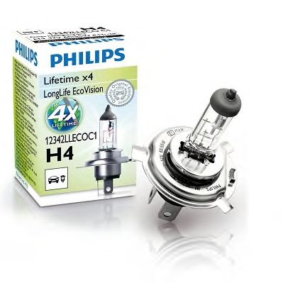 12342LLECOC1 (PHILIPS) H4 LongLife EcoVision 12V 60/55W P43t-38  арт. 12342LLECOC1