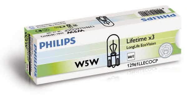 12961LLECOCP (PHILIPS) W5W LongLife EcoVision 12V 5W W2,1X9,5d  арт. 12961LLECOCP